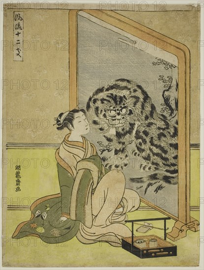 Tiger, from the series "Fashionable Twelve Signs of the Zodiac (Furyu juni shi)", c. 1770/72. Creator: Isoda Koryusai.