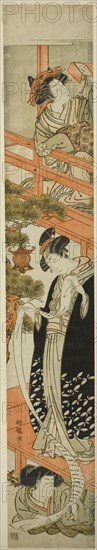 Parody of the Letter-Reading Scene in Chushingura, c. 1776. Creator: Isoda Koryusai.