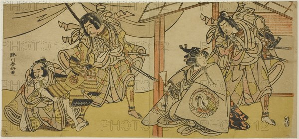 Right-Hand Page: The Actors Bando Hikosaburo III as Soga no Goro (right), and Segawa..., c. 1780. Creator: Katsukawa Shunko.