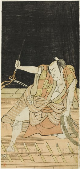 The Actor Ichikawa Danjuro V as Issun Tokubei in Act Eight of the Play Natsu Matsuri..., c. 1779. Creator: Katsukawa Shunko.