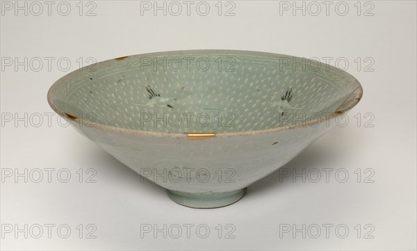 Bowl with Cranes and Chrysanthemum Flower Heads, Korea, Goryeo dynasty, late 14th century. Creator: Unknown.