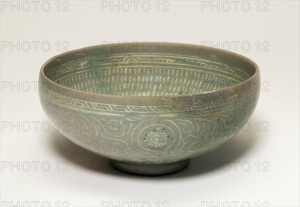 Bowl with Cranes and Chrysanthemum Flower Heads, Korea, Goryeo dynasty, late 14th century. Creator: Unknown.