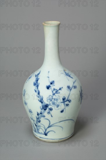 Vase with Cherry Blossom Branch and Bamboos, Korea, Joseon dynasty (1392-1910), 19th century. Creator: Unknown.