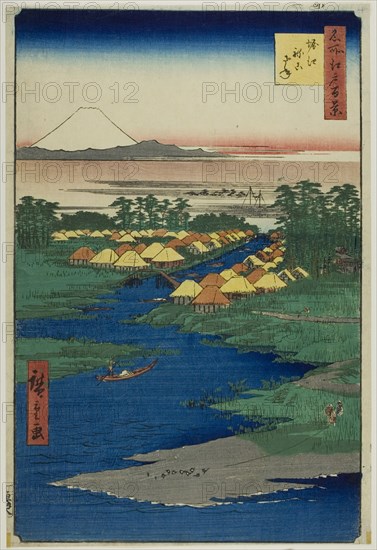 Horie and Nekozane, from the series "One Hundred Famous Views of Edo (Meisho Edo hyakkei)”, 1856. Creator: Ando Hiroshige.