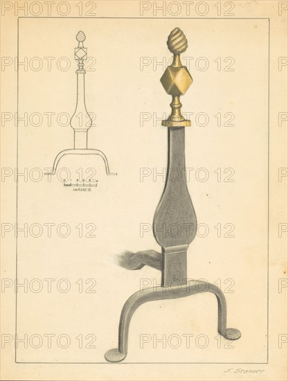 Andiron (one of pair), c. 1936. Creator: Jack Staloff.