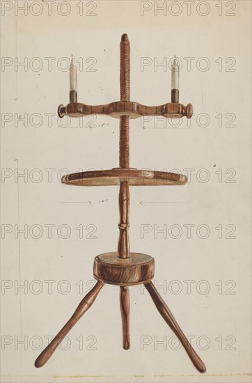 Cobbler's Table with Candle Stand, c. 1936. Creator: Ella Josephine Sterling.