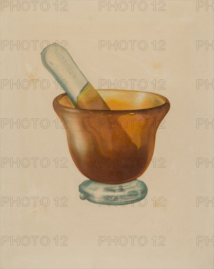 Mortar and Pestle, c. 1940. Creator: Isidore Steinberg.