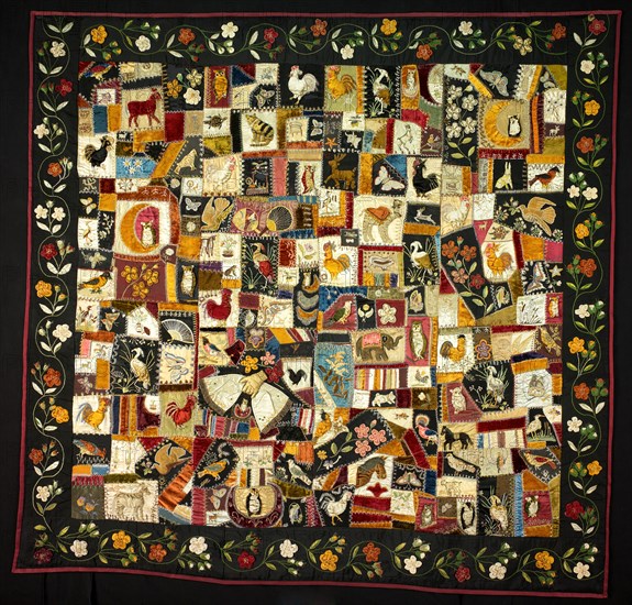 Crazy Quilt with Animals, New York, 1886.