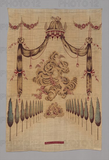 Head cloth for Bed Set, Nantes, 18th century.
