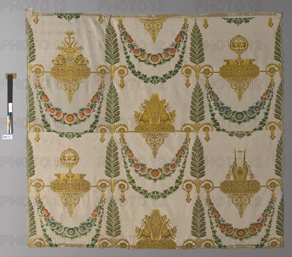 Panel Formerly Part of the Wall Covering in the Deuxième Salon des Grands Appartements of the Palais de Meudon (Château Neuf) (Empire style), Lyon, 1808.