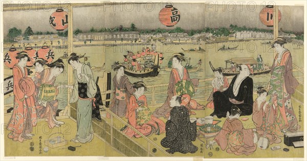 A Banquet in a Pleasure House on the Bank of the Okawa (Okawa bata giro jo no yusen), c. 1792.