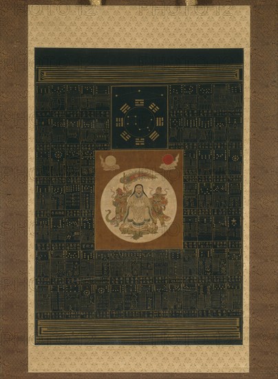 Zhenwu with the Eight Trigrams, the Northern Dipper, and Talismans, Qing dynasty (1644-1911), 17th or early 18th century.