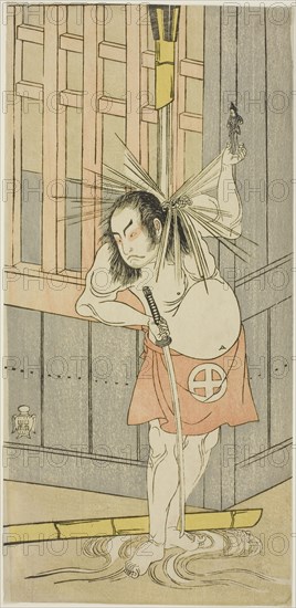 The Actor Otani Hiroji III, Possibly as Akaneya Hanshichi in the Play Fuji no Yuki Kaikei Soga (Snow on Mt. Fuji: The Soga Vendetta), Performed at the Ichimura Theater from the Fifteenth Day of the First Month, 1770, c. 1770. Attributed to Katsukawa Shunsho.