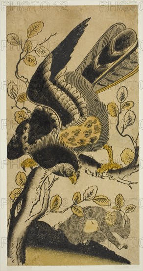 Eagle and Monkey, c. 1725. Attributed to Nishimura Shigenaga.