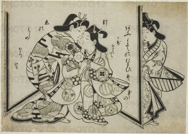 An Interrupted Embrace, c. 1685. Attributed to Sugimura Jihei.