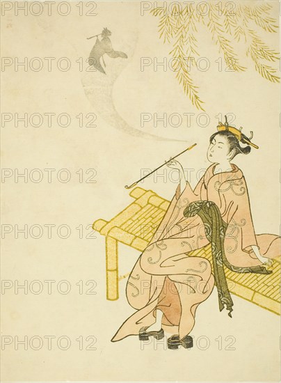 Smoking on a Bench, 1765. Attributed to Suzuki Harunobu.