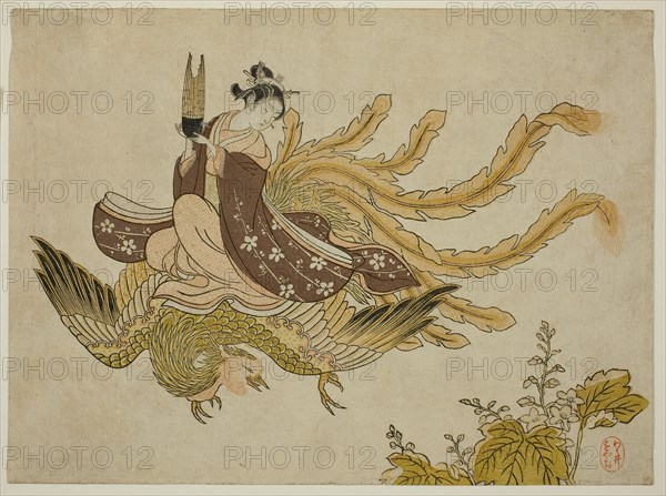 Young Woman Riding a Phoenix, 1765. Attributed to Suzuki Harunobu.