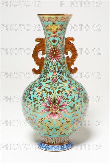 Vase with Dragon-Shaped Handles, Qing dynasty (1644-1911), Qianlong reign mark and period (1736-1795), probably late 18th century.