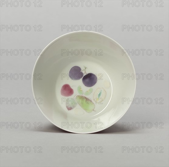 Cup with Stylized Fruit: Plums, Cherries, Melon, and Seeds, Qing dynasty (1644-1911), Kangxi reign mark and period (1662-1722).