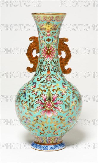 Vase with Dragon-Shaped Handles, Qing dynasty (1644-1911), Qianlong reign mark and period (1736-1795), probably late 18th century.