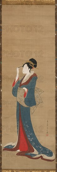 Beauty Replacing Her Hairpin, Edo period, 1798.