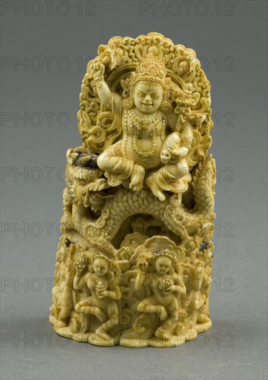 Jambhala, the God of Wealth, Seated on a Dragon, 15th century.