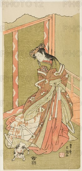 The Actor Nakamura Noshio I as the Third Princess (Nyosan no Miya) in the Play Fuki Kaete Tsuki mo Yoshiwara (Rethatched Roof: The Moon also Shines Over the Yoshiwara Pleasure District), Performed at the Morita Theater from the First Day of the Eleventh Month, 1771, c. 1771.