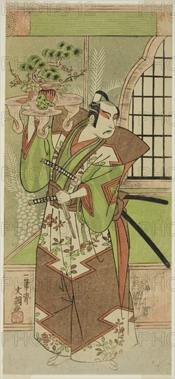 The Actor Ichikawa Yaozo II in a pre-performance celebration of the play "Soga Monogatari," performed at the Morita Theater in the second month, 1773, 1773.