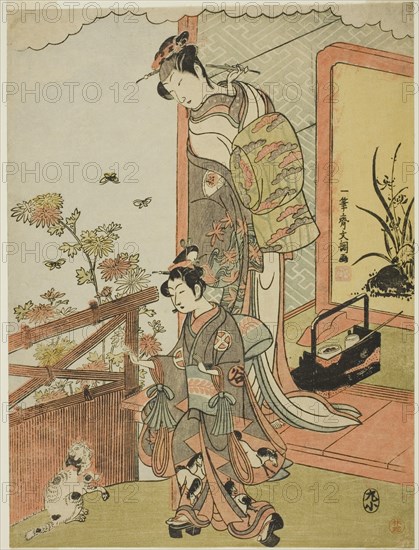 The Actor Onoe Matsusuke I as Oiso no Tora (?) (right), and Otani Taniji (left), c. 1770.