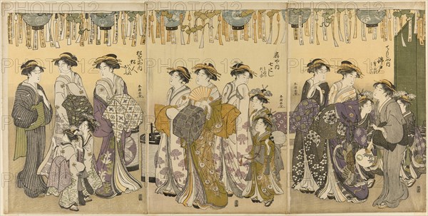 Courtesans and Their Attendants Parading under Lanterns, c. 1780/1801.