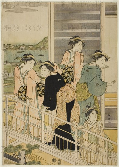 Women on a Balcony of a Yoshiwara Teahouse, c. 1780s.