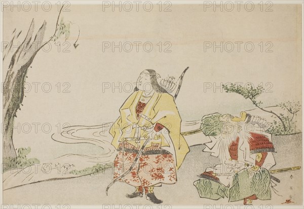 Empress Jingu (left), and Her Minister Takenouchi no Sukune (right), late 1780s.