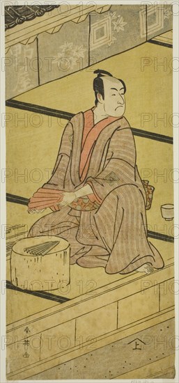 The Actor Ichikawa Monnosuke II as Daidoji Tabatanosuke in the Play Mukashi Mukashi Tejiro no Saru, Performed at the Ichimura Theater in the Eighth Month, 1792, c. 1792.