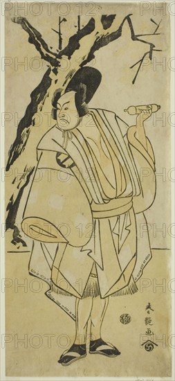 The Actor Sakata Hangoro III as the Guard Yahazu no Yadahei in the Play Otokoyama O-Edo no Ishizue, Performed at the Kiri Theater in the Eleventh Month, 1794, c. 1794.