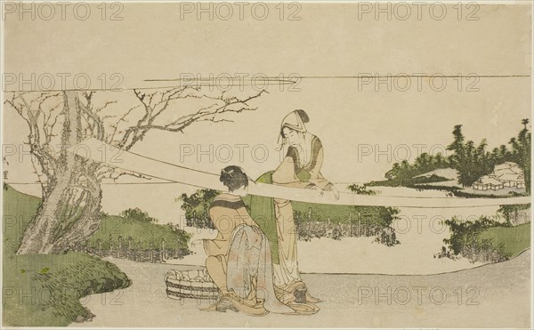 Two women stretching cloth, Japan, c. 1797/98.