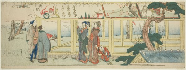 Viewing votive paintings, Japan, c. 1800.