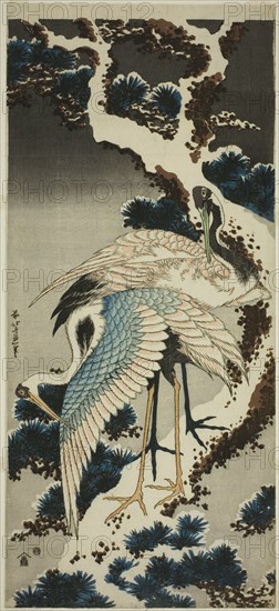 Cranes on snow-covered pine, Japan, c. 1834.