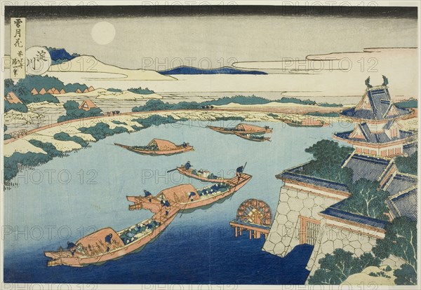 Moonlight on the Yodo River (Yodogawa), from the series "Snow, Moon and Flowers (Setsugekka)", Japan, c. 1833.