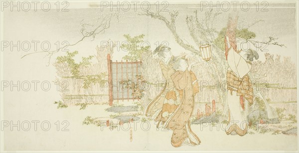 Three women beneath a plum tree at night, Japan, c. 1796.