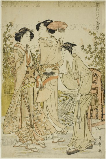 Elegant Pleasures: The Scent of Flowers, left (Furyu hana no ka asobi, ge), Japan, c. 1783.