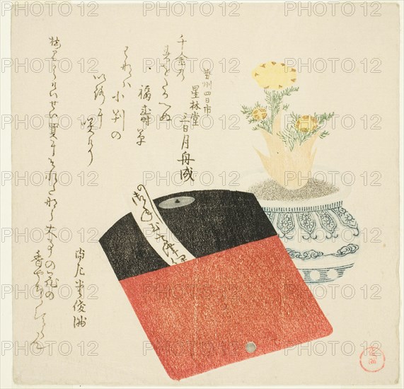 Coin Pouch and Potted Adonis, Japan, c. 1802.