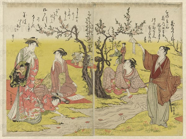 Party by a winding stream, Japan, n.d.
