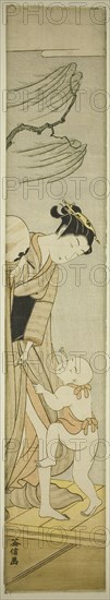 Young Woman and Boy on Veranda, Japan, c. early 1770s.