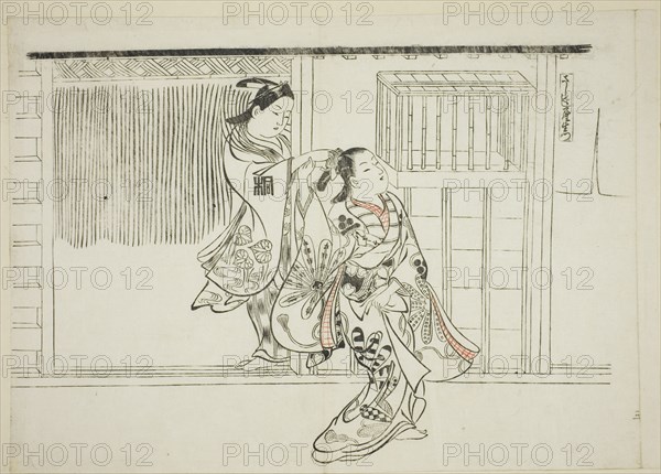 Comb Rashomon (Sashigushi Rashomon), no. 3 from a series of 12 prints depicting parodies of plays, c. 1716-35.