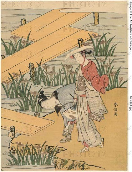 Eight-Plank Bridge (parody of "Tales of Ise"), c. 1767.