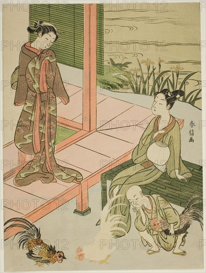 Watching a Cockfight at the Edge of the Veranda, c. 1767/68.