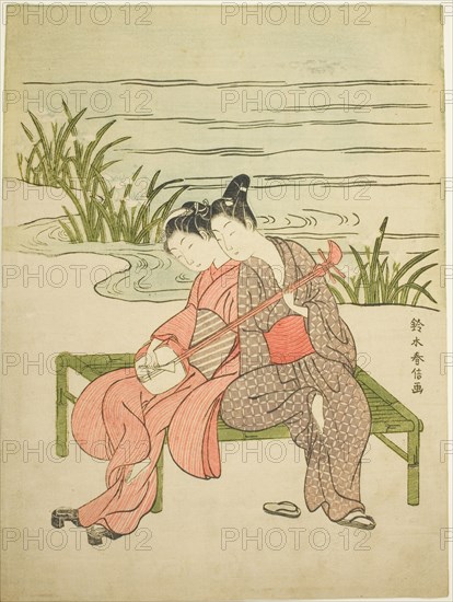 Lovers Playing the Same Shamisen (parody of Xuanzong and Yang Guifei), c. 1767.