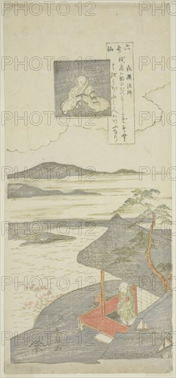 Poem by Kisen Hoshi, from the series "Six Famous Poets (Rokkasen)", c. 1764/65.