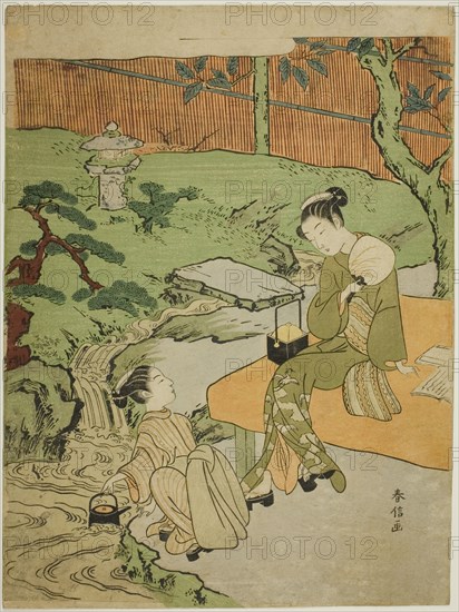 Two Girls Enjoying the Evening Cool in a Garden, c. 1765/70.