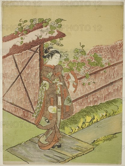 Meeting her Lover (parody of the Yugao chapter of "Tale of Genji"), c. 1766.